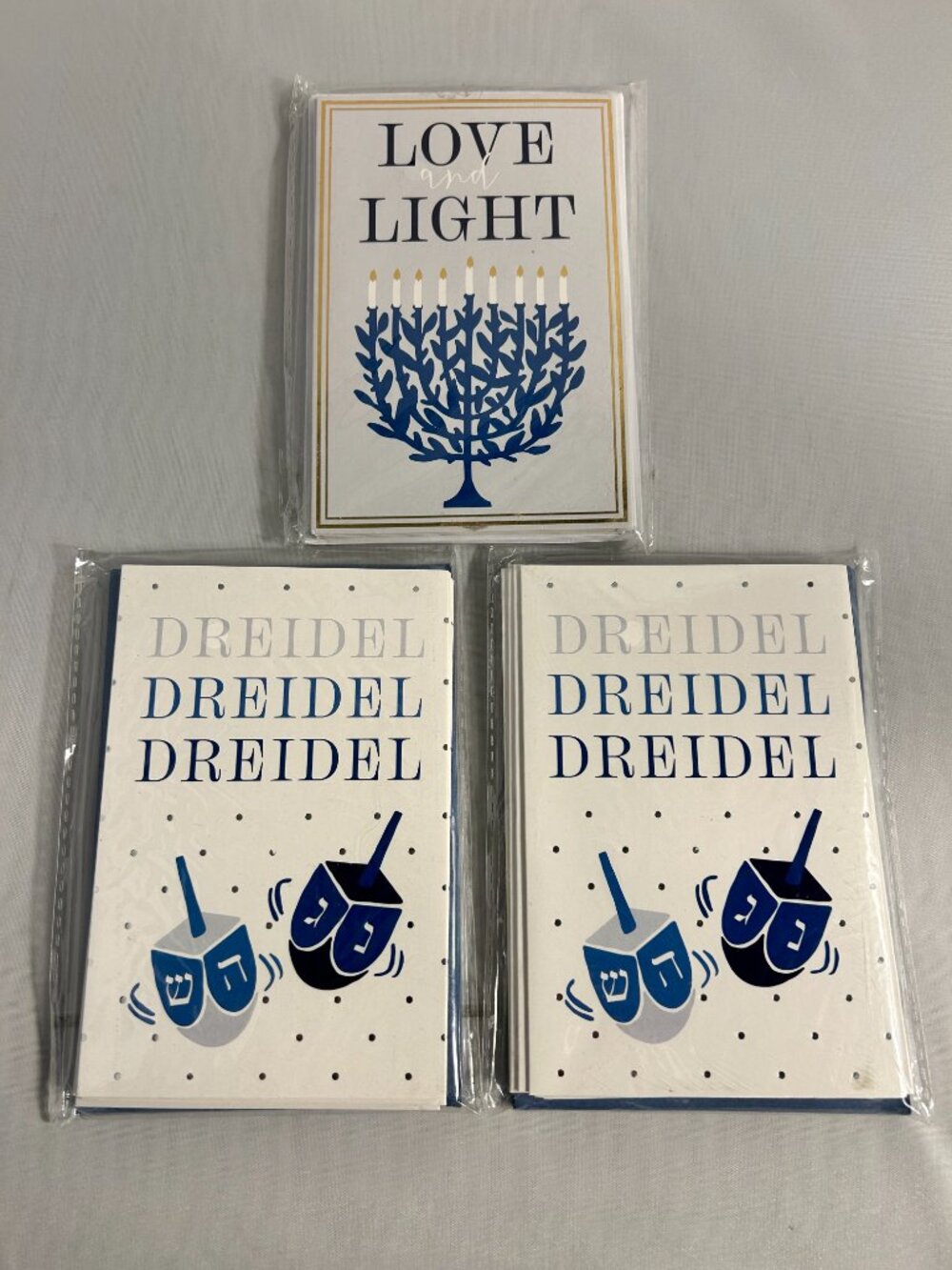 Love & Light Greeting Cards Set of 24 Blank Hanukkah Cards & Envelopes - DREIDEL